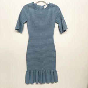 Michael Kors Blue Knit Ruffle Dress XXS